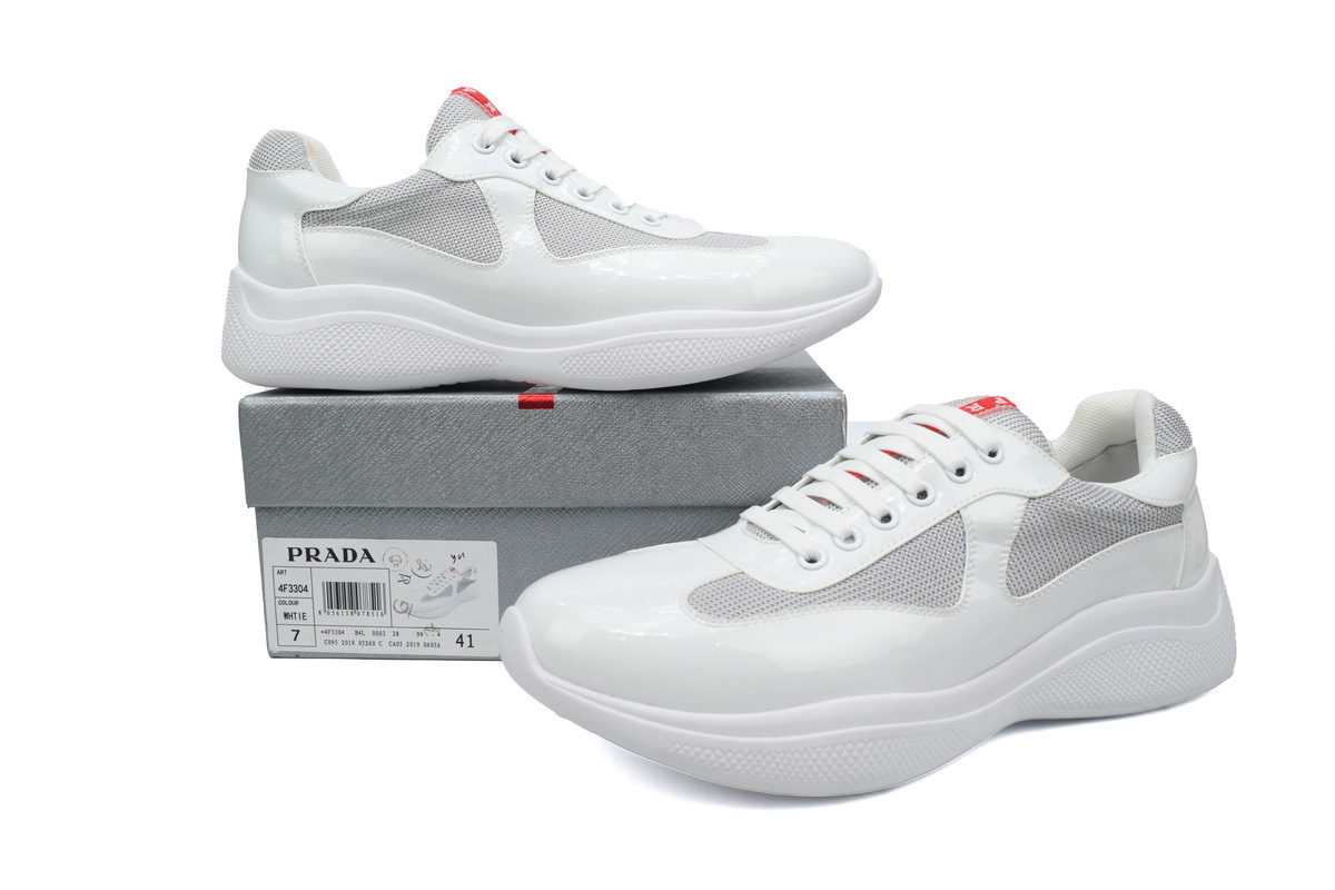 Mesh All White Prada Low-Top Fashion Sneakers