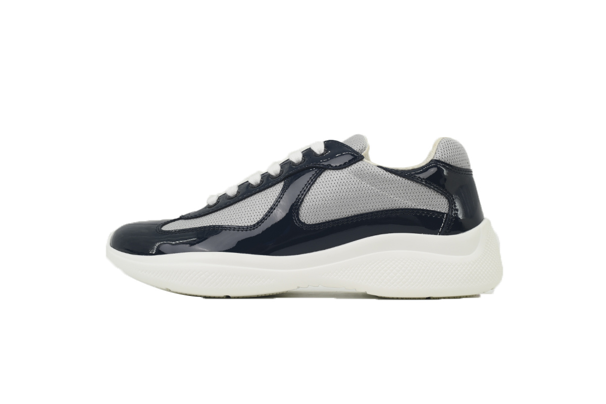 Patent White Blue Prada Low-Top Fashion Sneakers