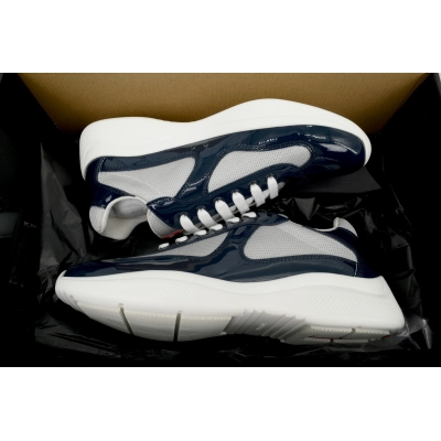 Patent White Blue Prada Low-Top Fashion Sneakers 02