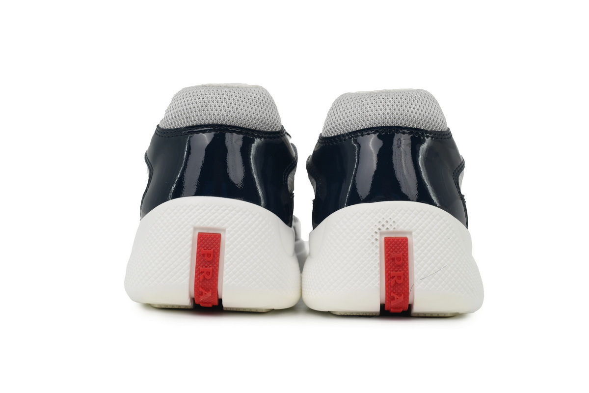 Patent White Blue Prada Low-Top Fashion Sneakers