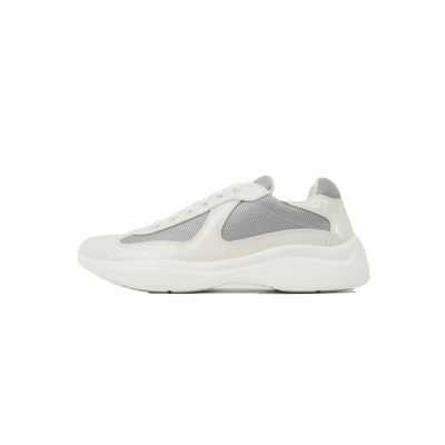 Patent White Silver Prada Low-Top Fashion Sneakers 01