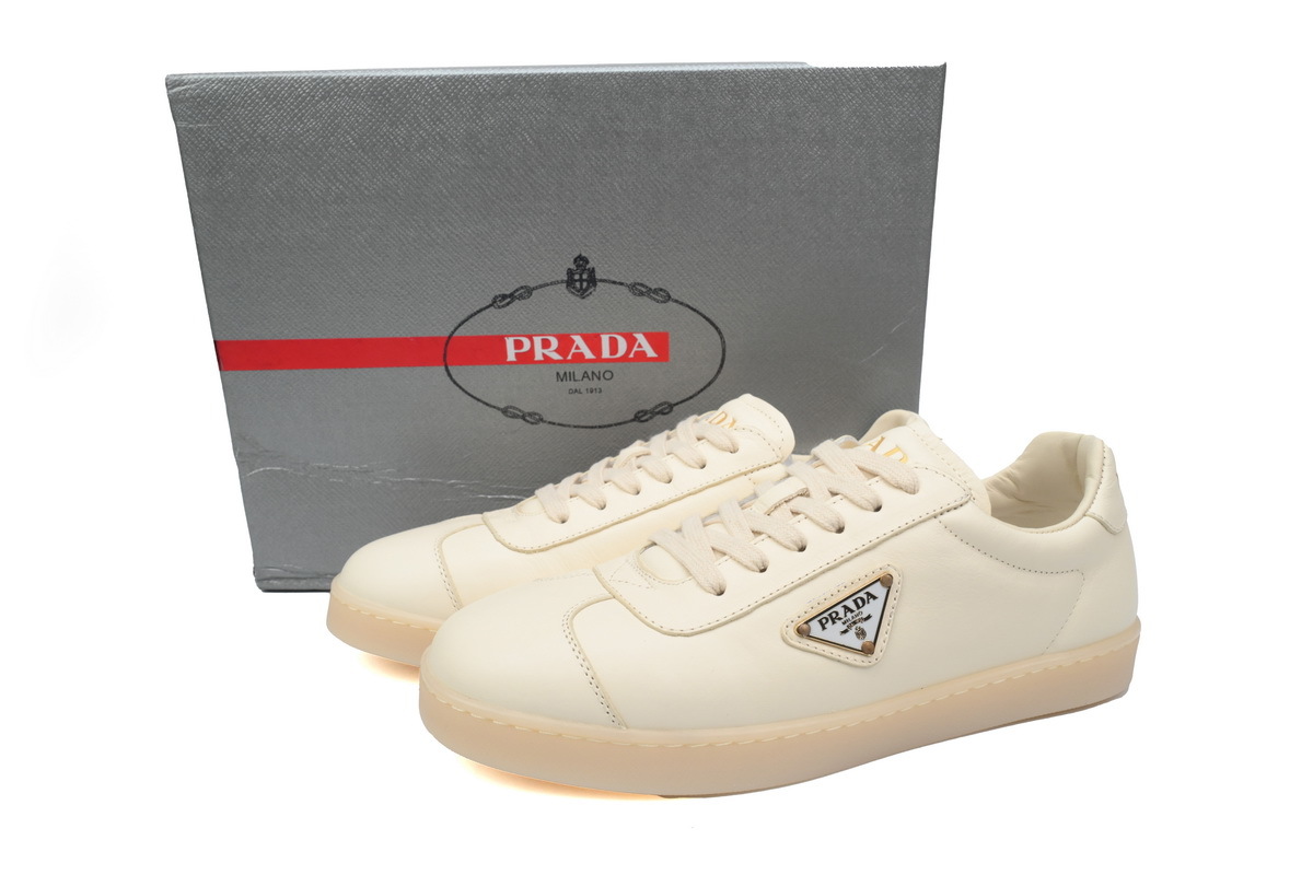 Rice White Prada Downtown Low Sneakers