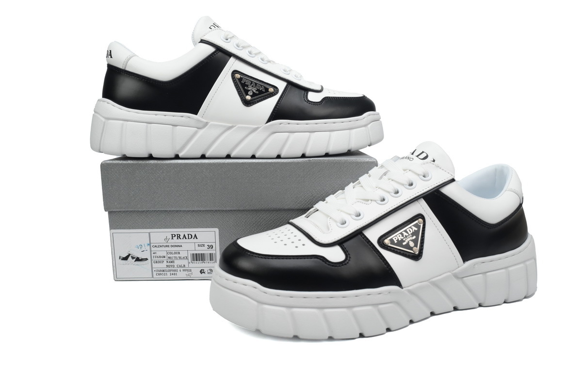 Sawtooth Black White Prada Sneakers