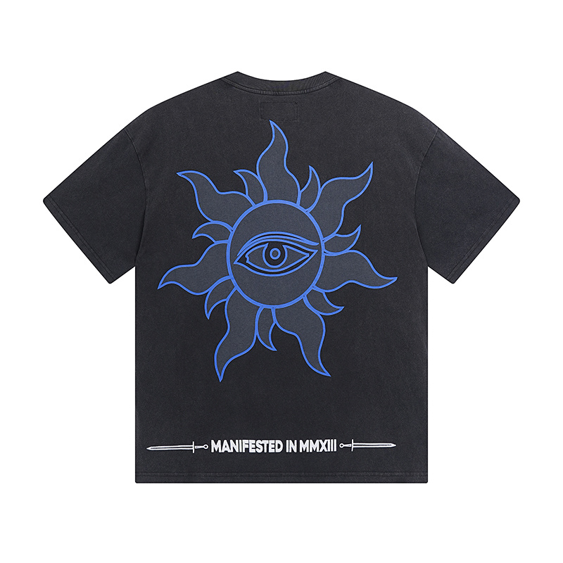 Godspeed UFO Print Washed Black Short Sleeve 1066# 