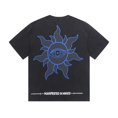 Godspeed UFO Print Washed Black Short Sleeve 1066#  02