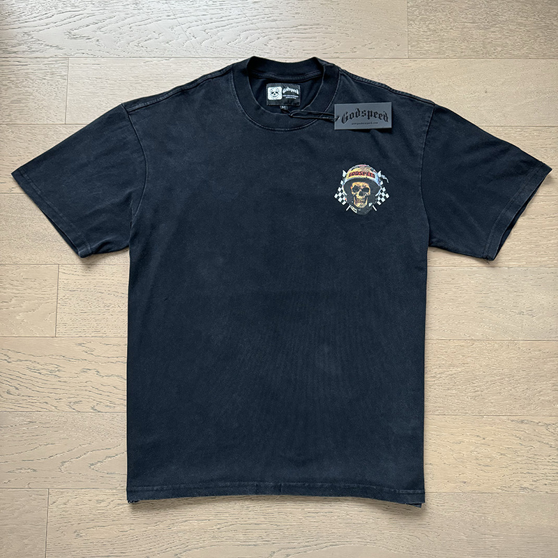 Godspeed  Washed Black Skeleton Racer Print 1076# 