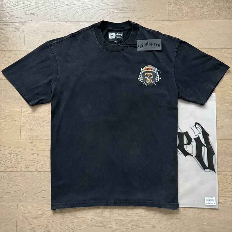 Godspeed  Washed Black Skeleton Racer Print 1076# 
