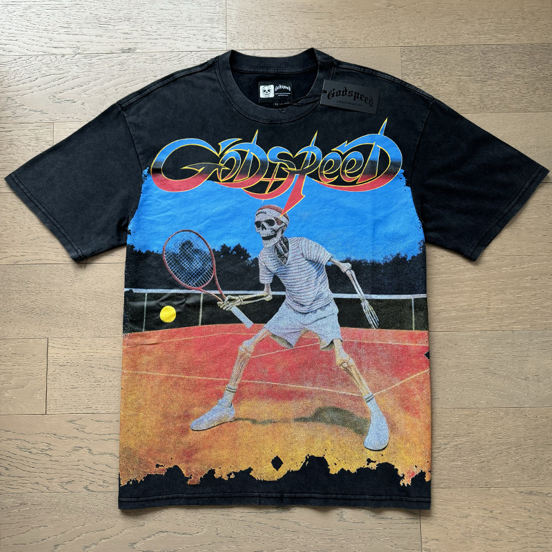Godspeed Washed Black Short Sleeve T-Shirt 1170# 