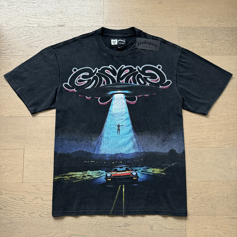 Godspeed Washed Black UFO Tee 1172# 