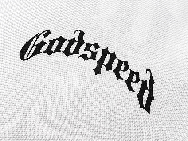 Godspeed  White Letter Print Short Sleeve 3072#