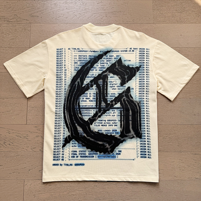Godspeed Beige Cyber Robot Graphic Short Sleeve T-Shirt 3178#