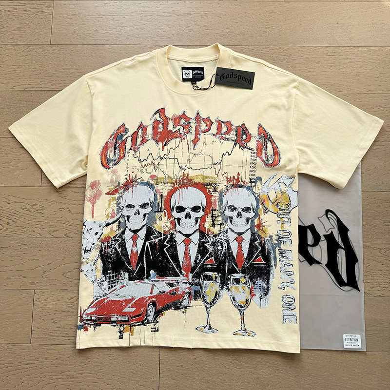 Godspeed  Beige Skull Tee 3179#