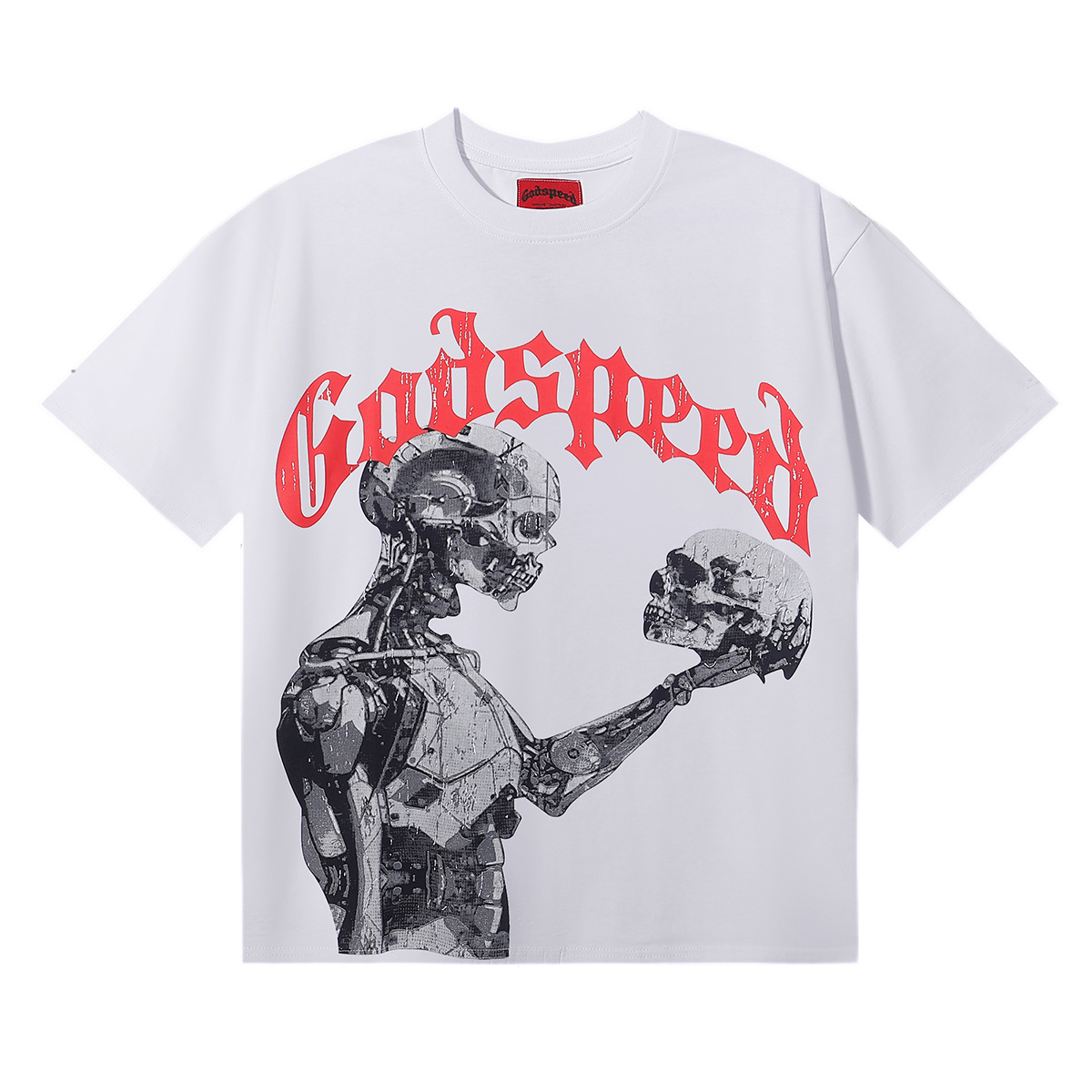 Godspeed 2025 Tech Gaze Skull Print Short Sleeve T-Shirt Unisex 7038