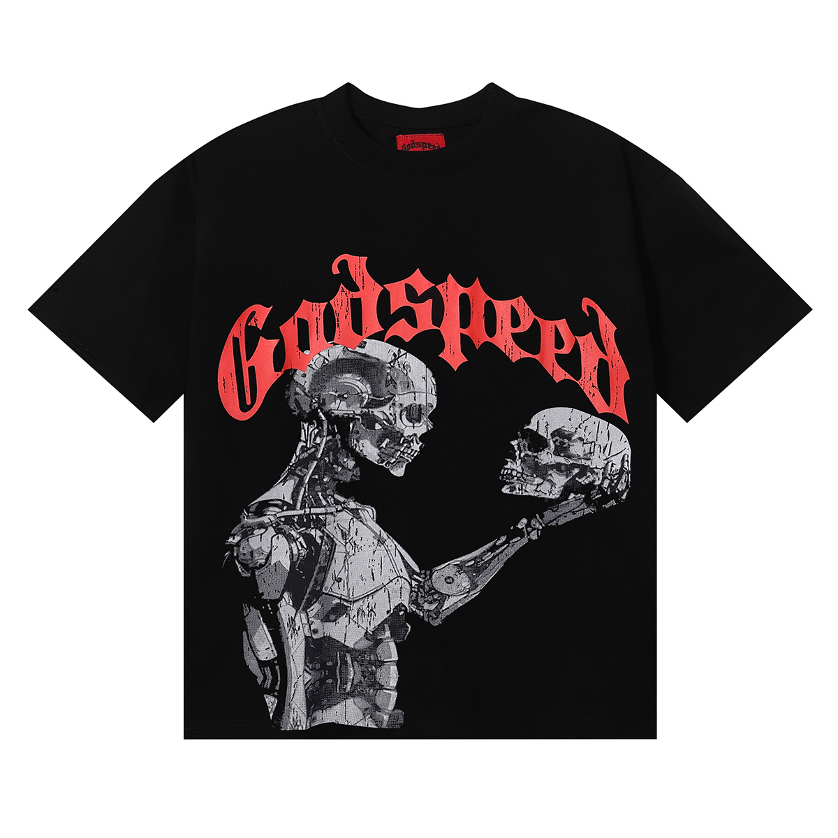 Godspeed 2025 Tech Gaze Skull Print Short Sleeve T-Shirt Unisex 7038