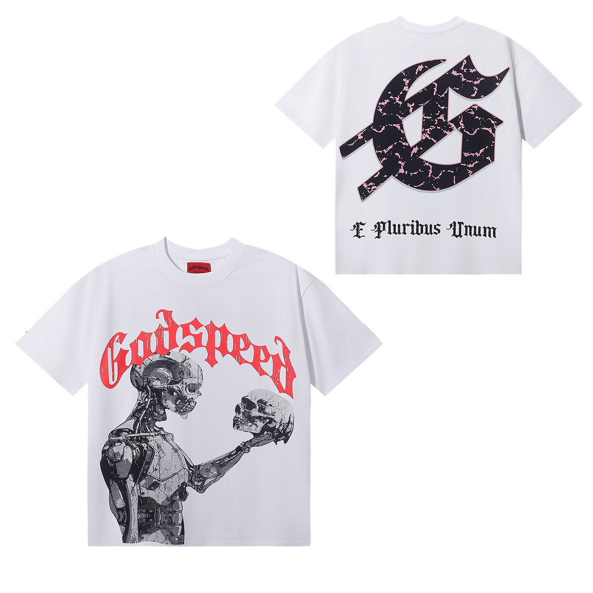 Godspeed 2025 Tech Gaze Skull Print Short Sleeve T-Shirt Unisex 7038