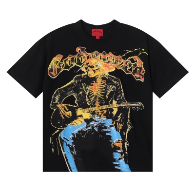 Godspeed Guitar Skull Cowboy Print Short Sleeve T-Shirt Unisex 7030 02