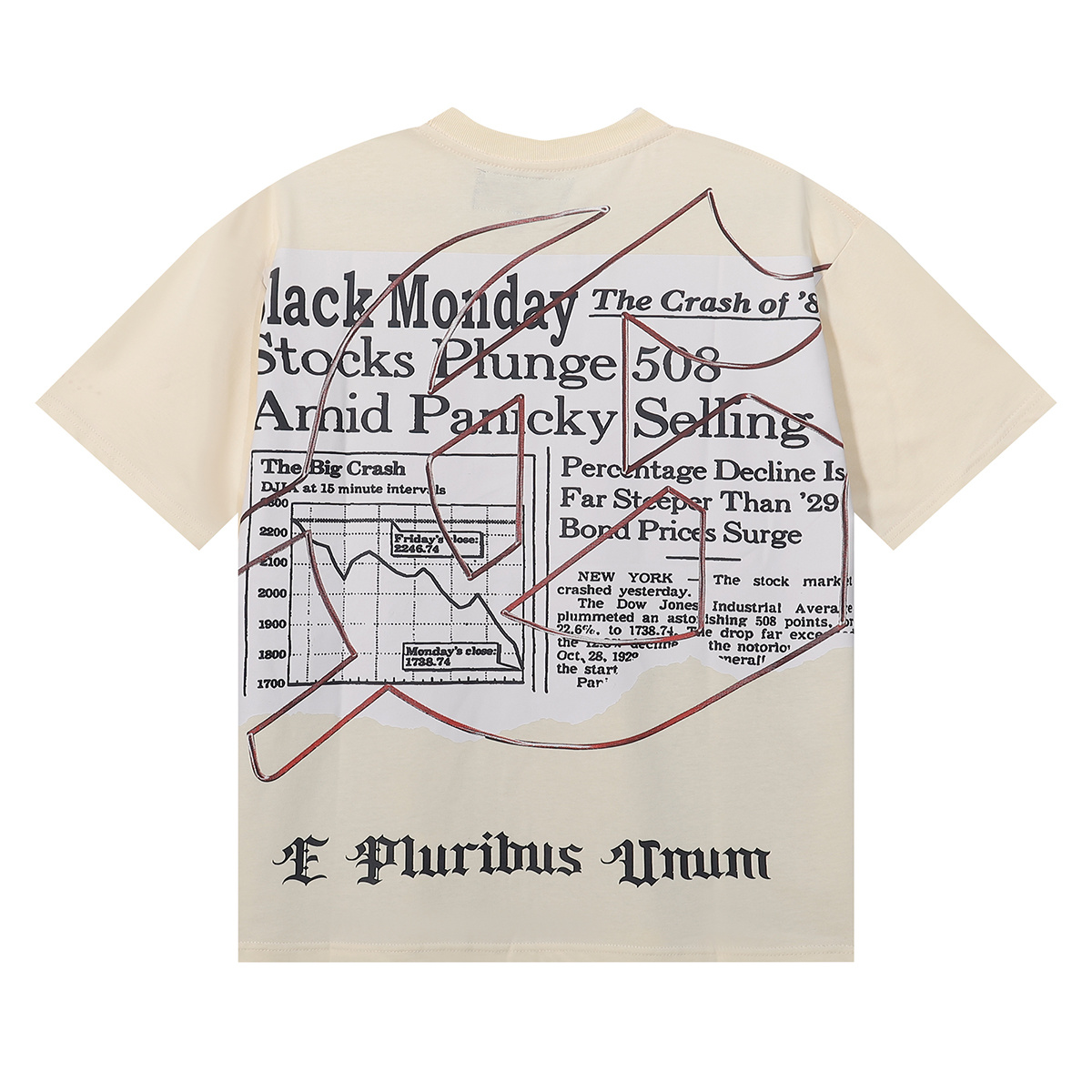 Godspeed Newspaper Reading Skull Print Sleeve T-Shirt Unisex 7037