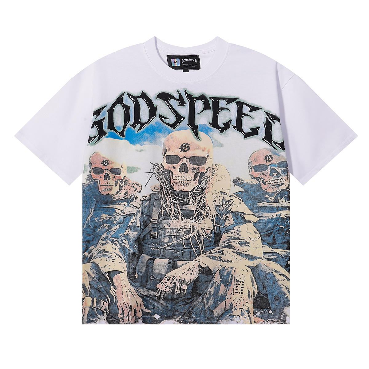 Godspeed Skull Marine Corps Print Short Sleeve T-Shirt Unisex 7052
