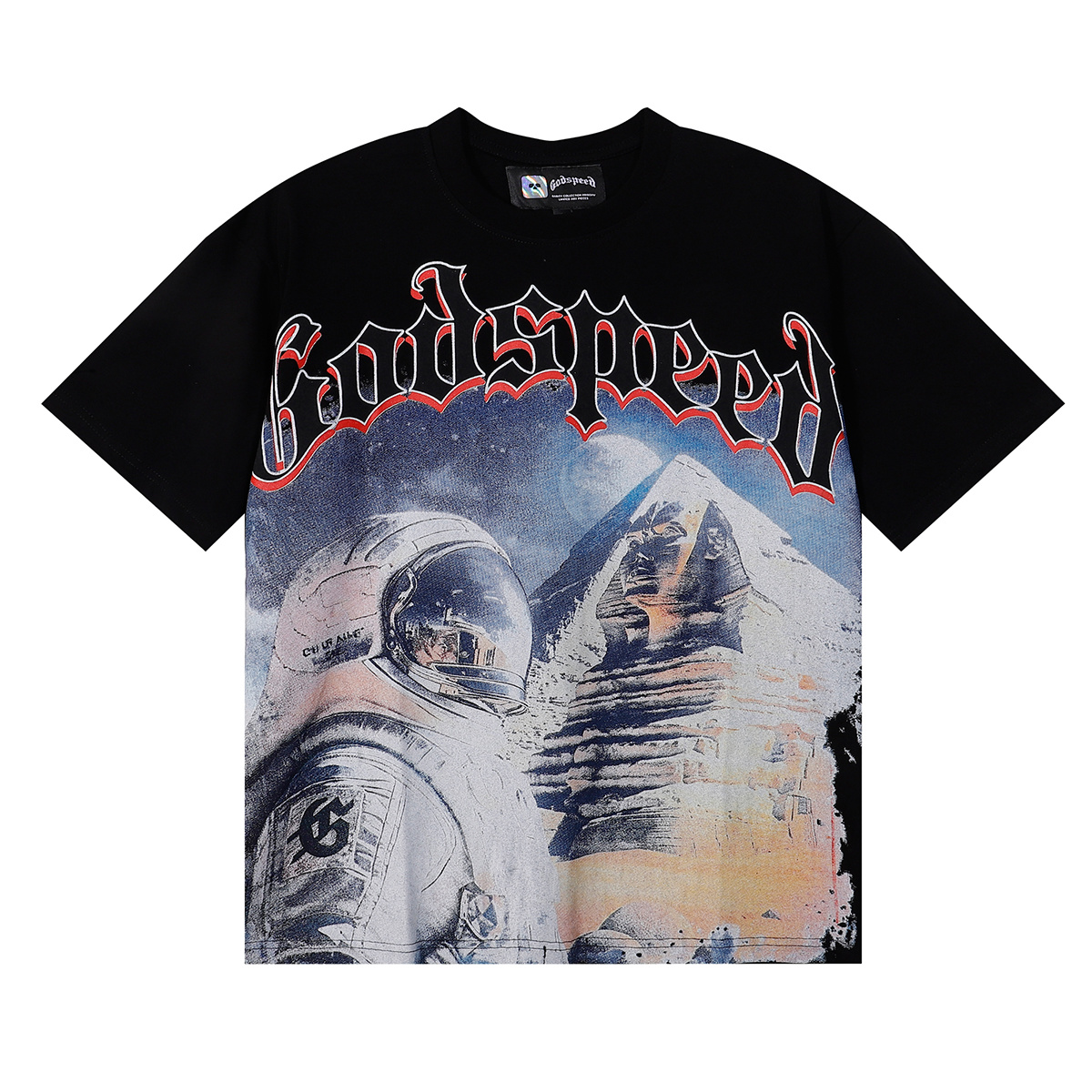 Godspeed Spacesuit Pyramid Print Premium Double Yarn Cotton Casual Crewneck Short Sleeve T-Shirt Unisex 7053