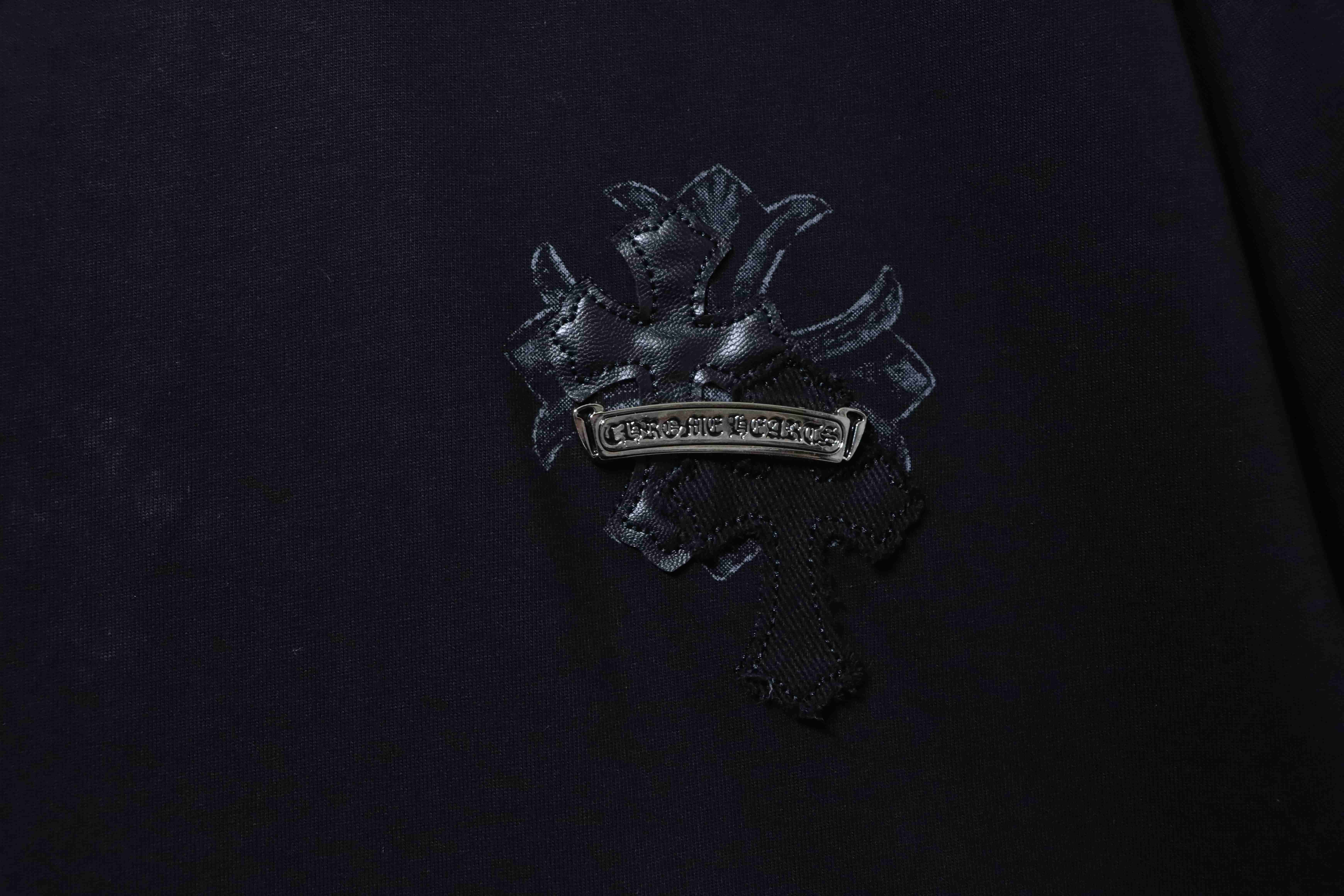 Chrome Hearts Cross Leather Side Stripe T-Shirt 2