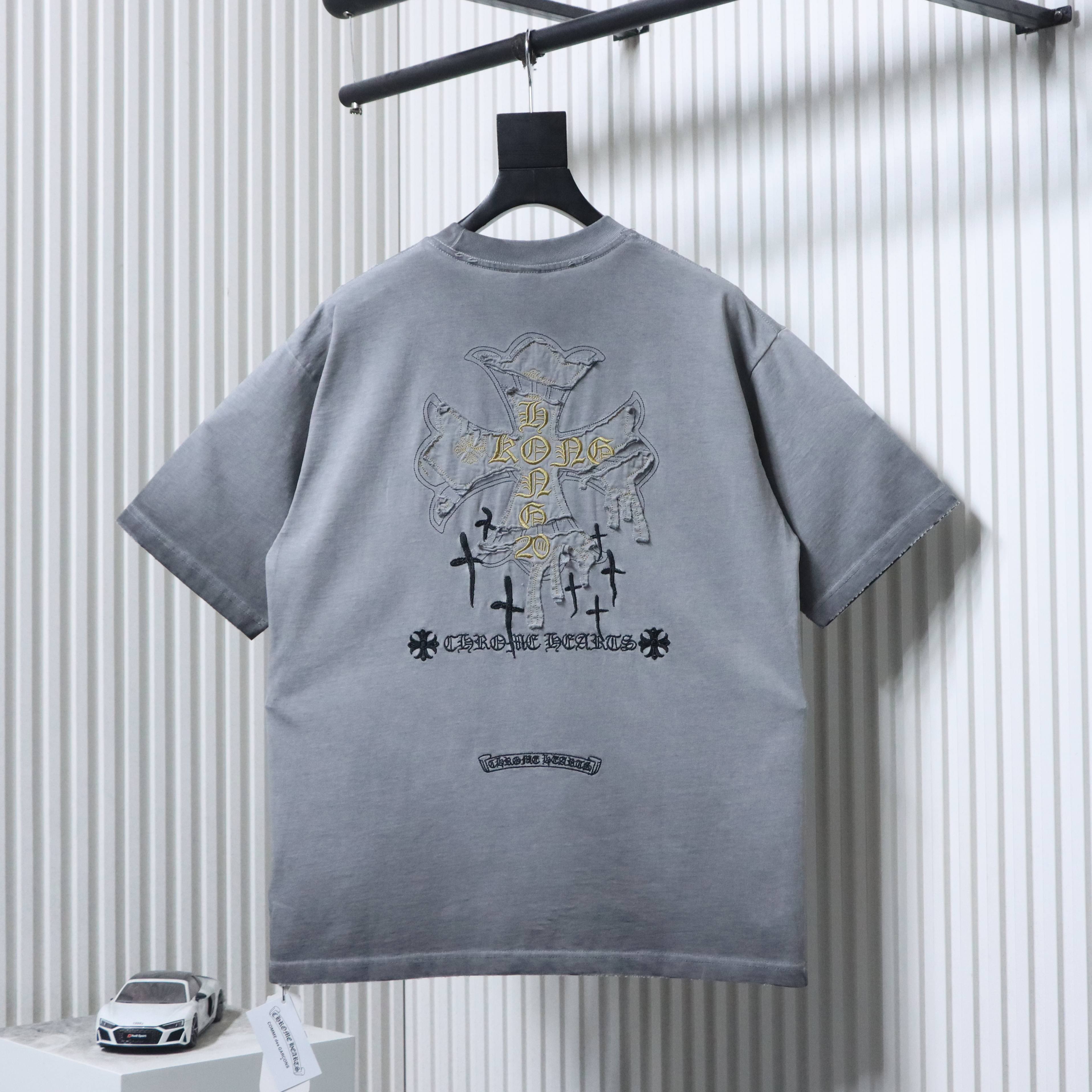 Chrome Hearts Heavy Craft Sanskrit Embroidery Cross T-Shirt 1