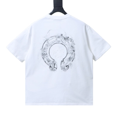 Chrome Hearts Horseshoe Embroidery Smudge Washed Distressed T-Shirt 2 01