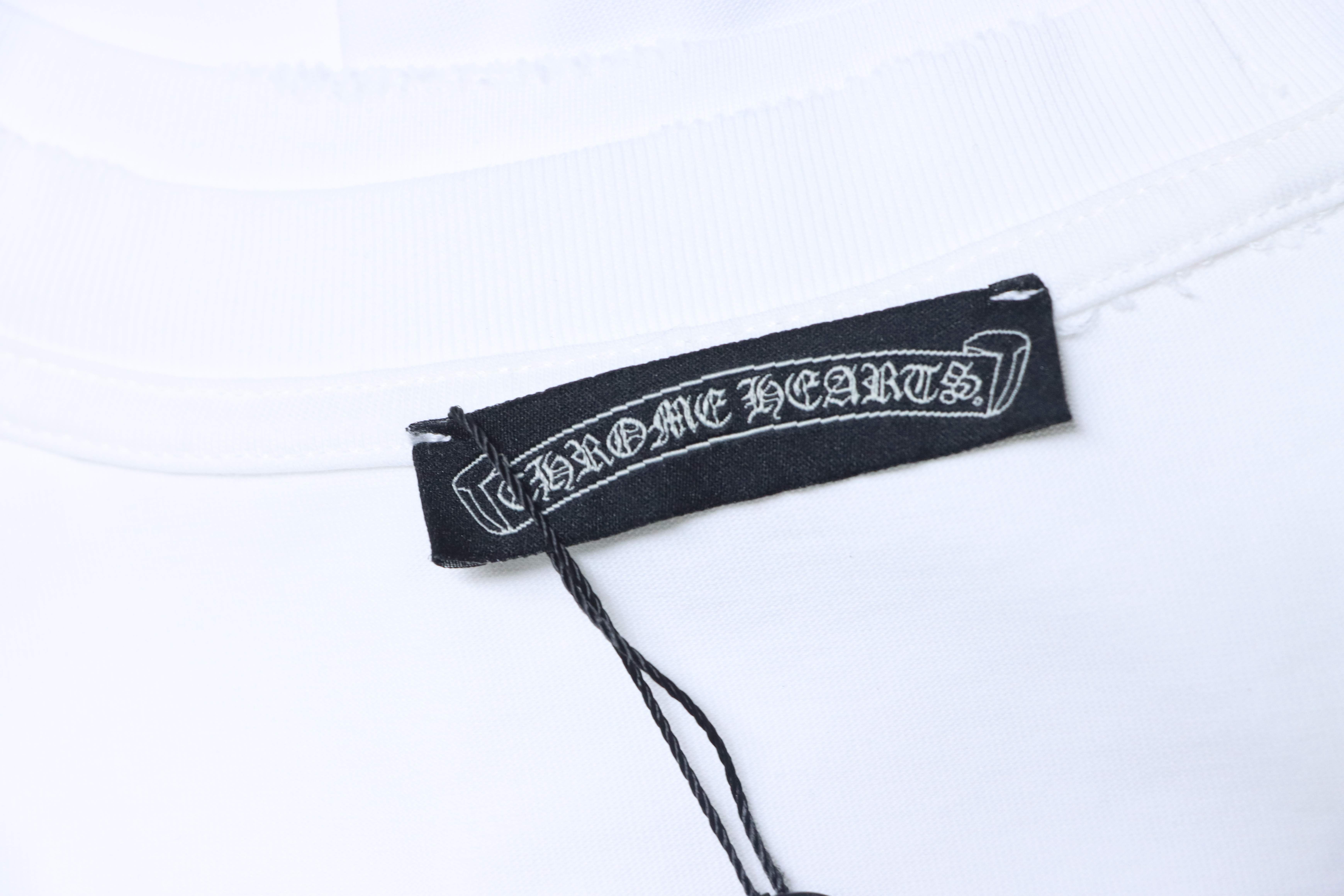 Chrome Hearts Horseshoe Embroidery Smudge Washed Distressed T-Shirt 4