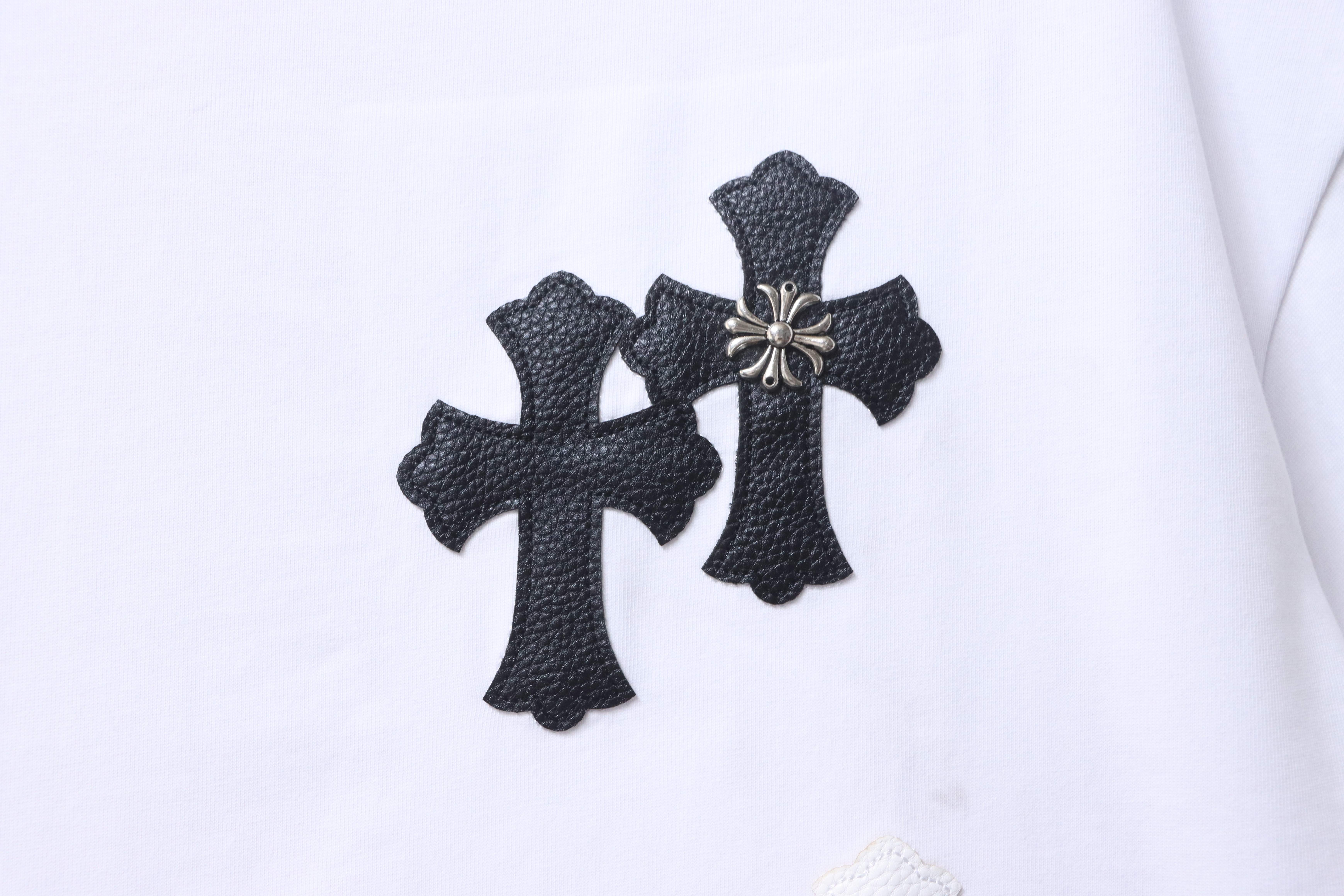 Chrome Hearts White Leather Patch Cross Hardware T-Shirt