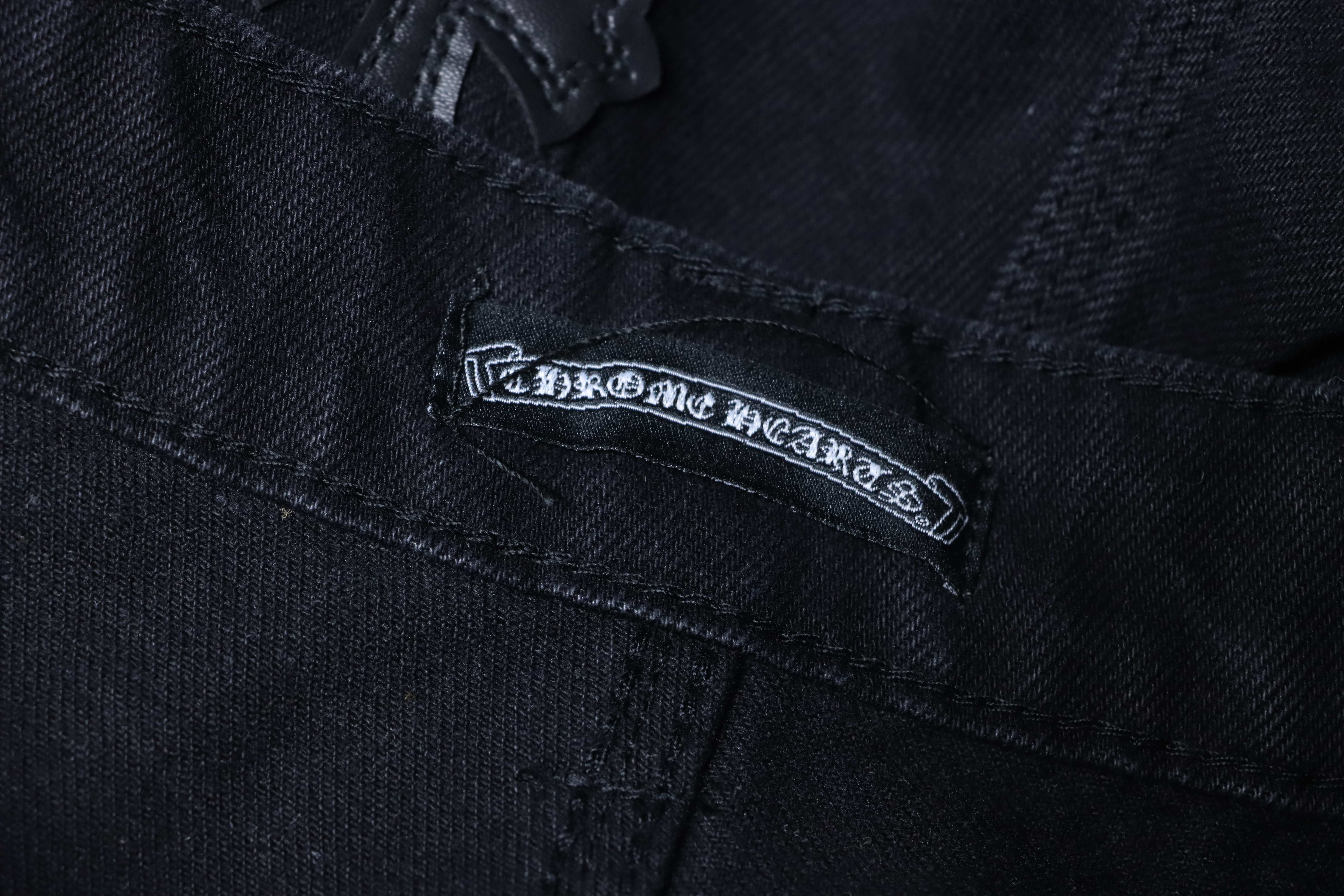 Chrome Hearts Leather Trim Hardware Denim Shorts