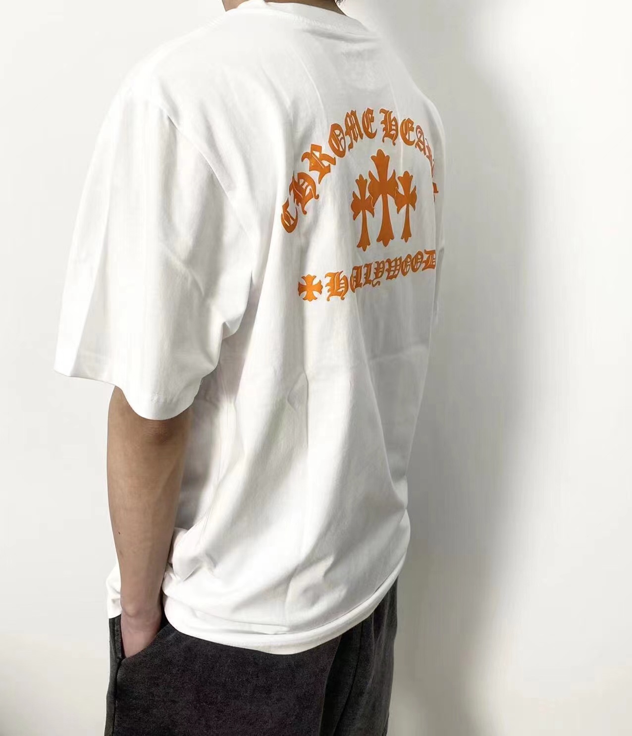 Chrome Hearts Orange Cross Print White T-Shirt