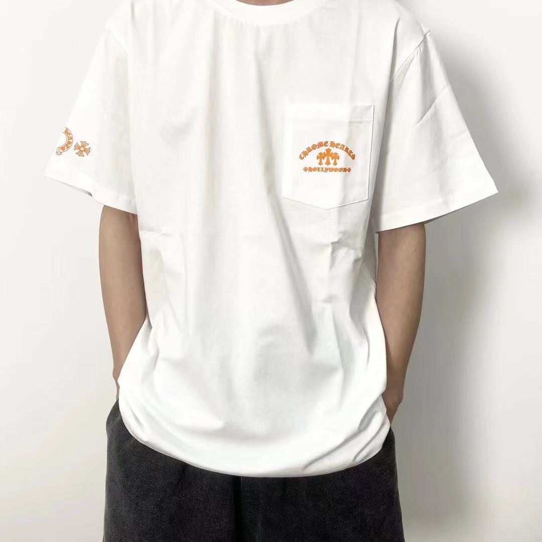 Chrome Hearts Orange Cross Print White T-Shirt