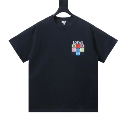 LOEWE 2026SS Grid Embroidery Logo Unisex Short Sleeve T-Shirt #1 01