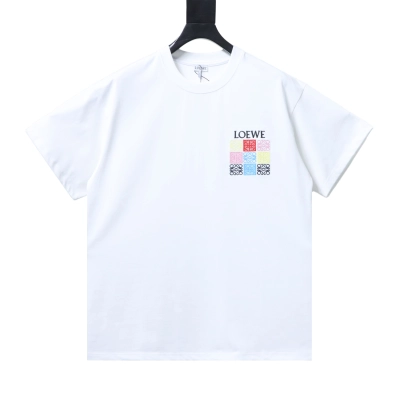 LOEWE 2026SS Grid Embroidery Logo Unisex Short Sleeve T-Shirt #2 01
