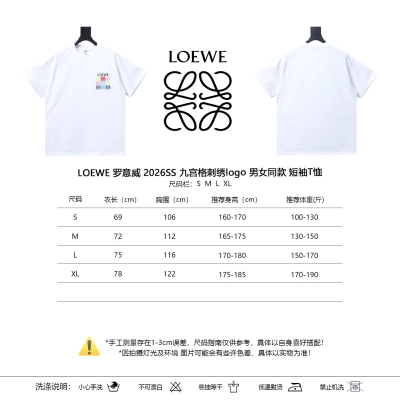 LOEWE 2026SS Grid Embroidery Logo Unisex Short Sleeve T-Shirt #2 02