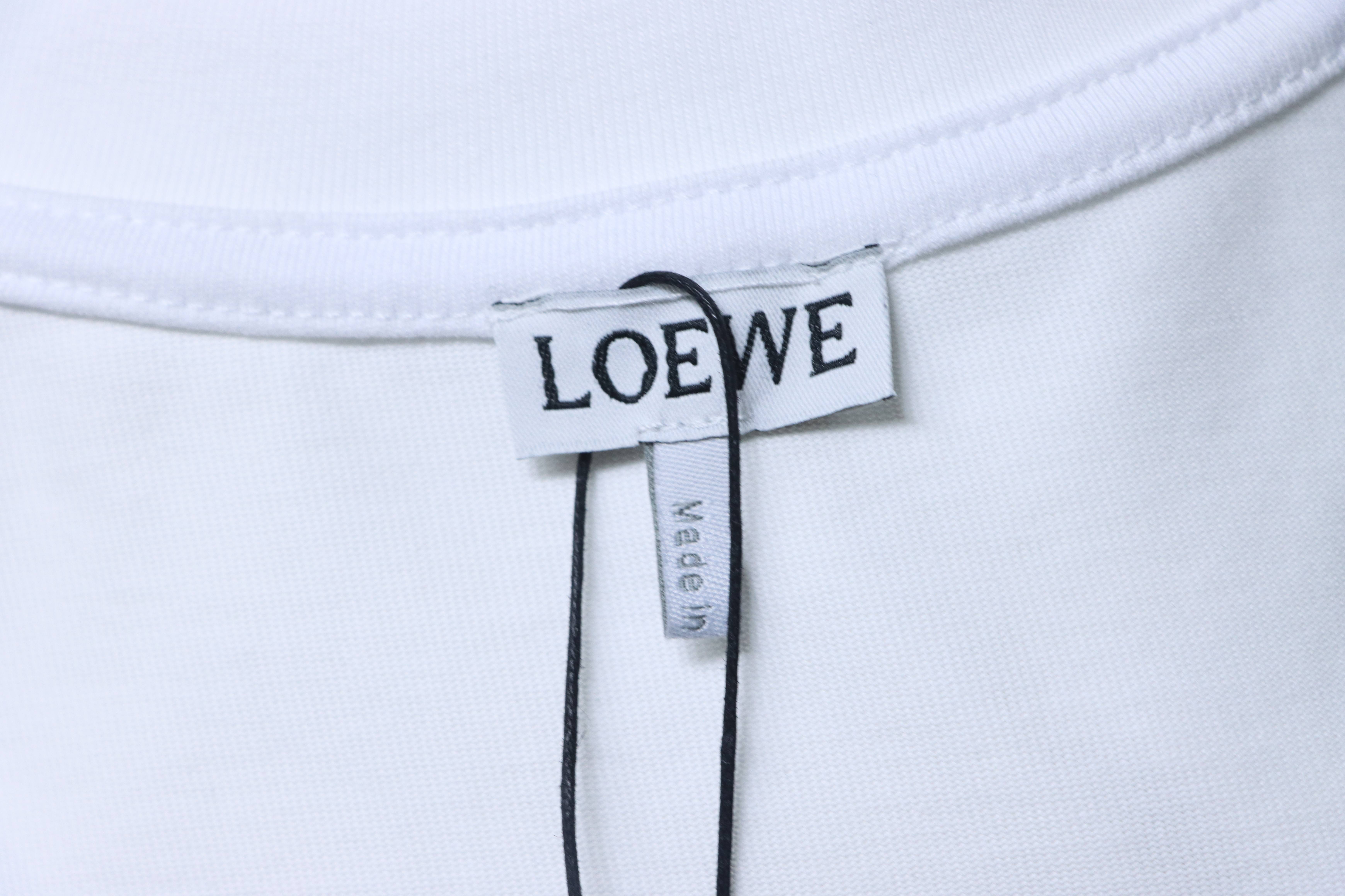 LOEWE 2026SS Grid Embroidery Logo Unisex Short Sleeve T-Shirt #2