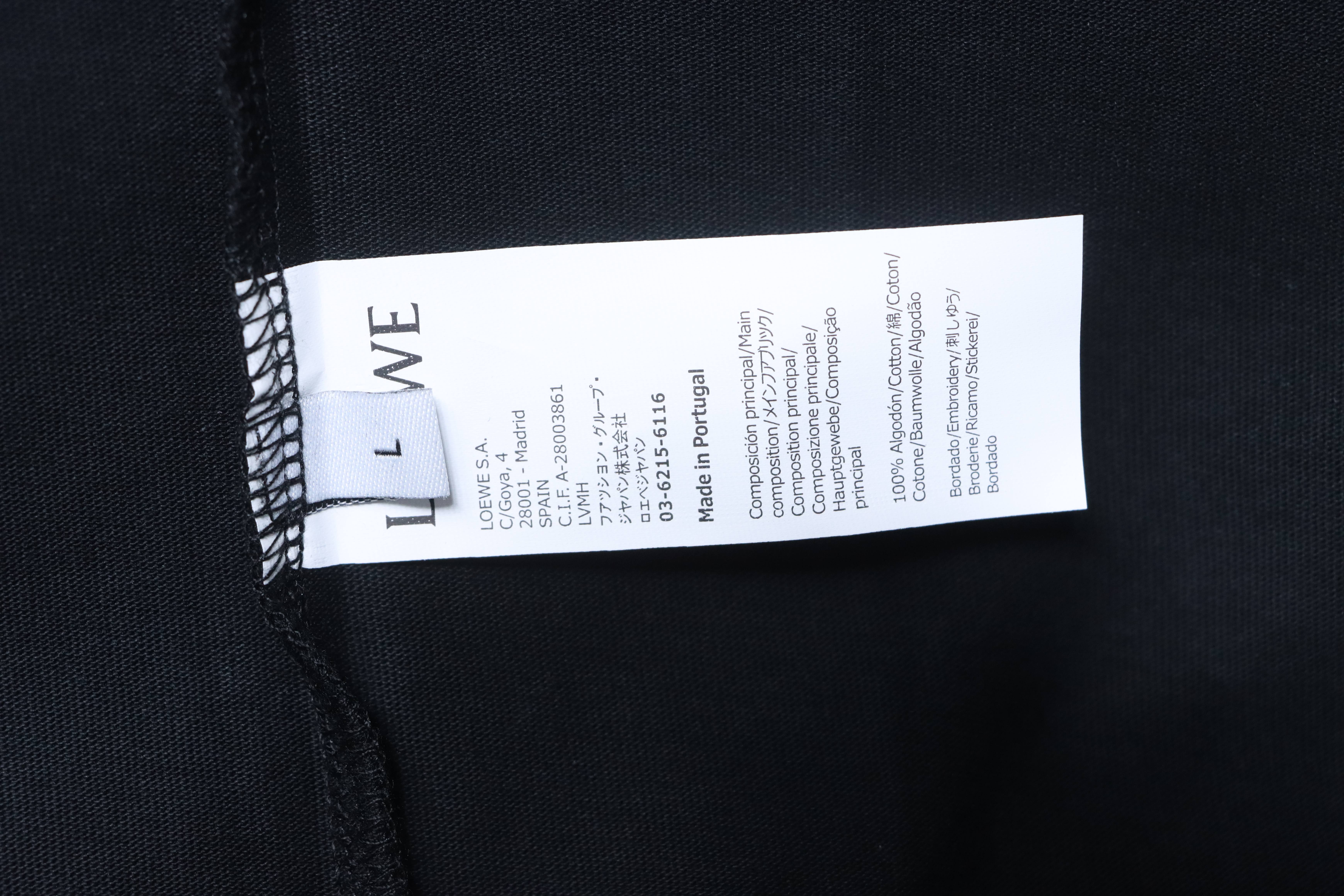 Loewe 24SS Graffiti Embroidery Black Tee White Green Gradient