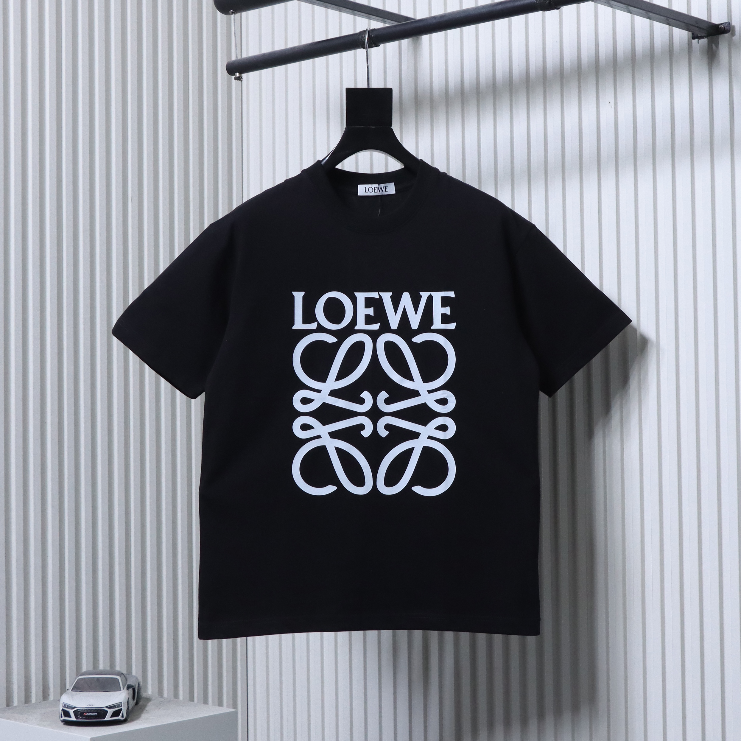 Loewe 25SS Clover Print Black Tee White Print