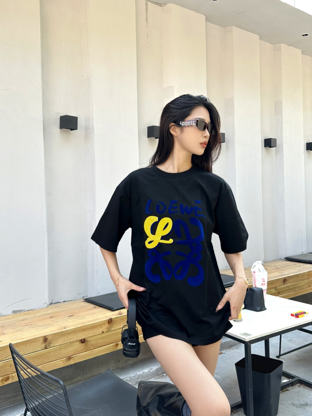 Loewe 25SS Graffiti Flocking Print Short Sleeve T-Shirt #1