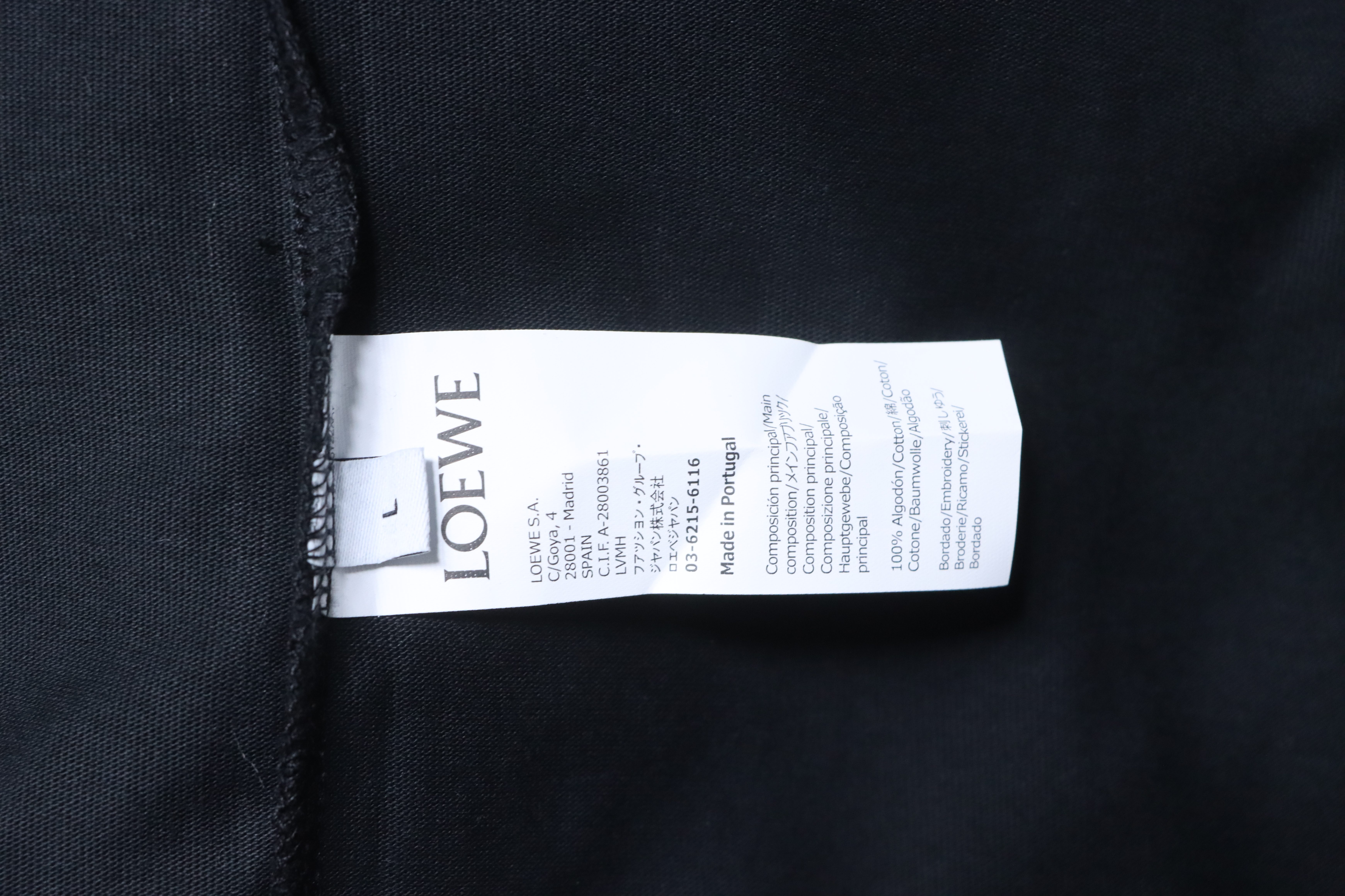 LOEWE 25SS Towel Embroidery Black Tee Chest Logo