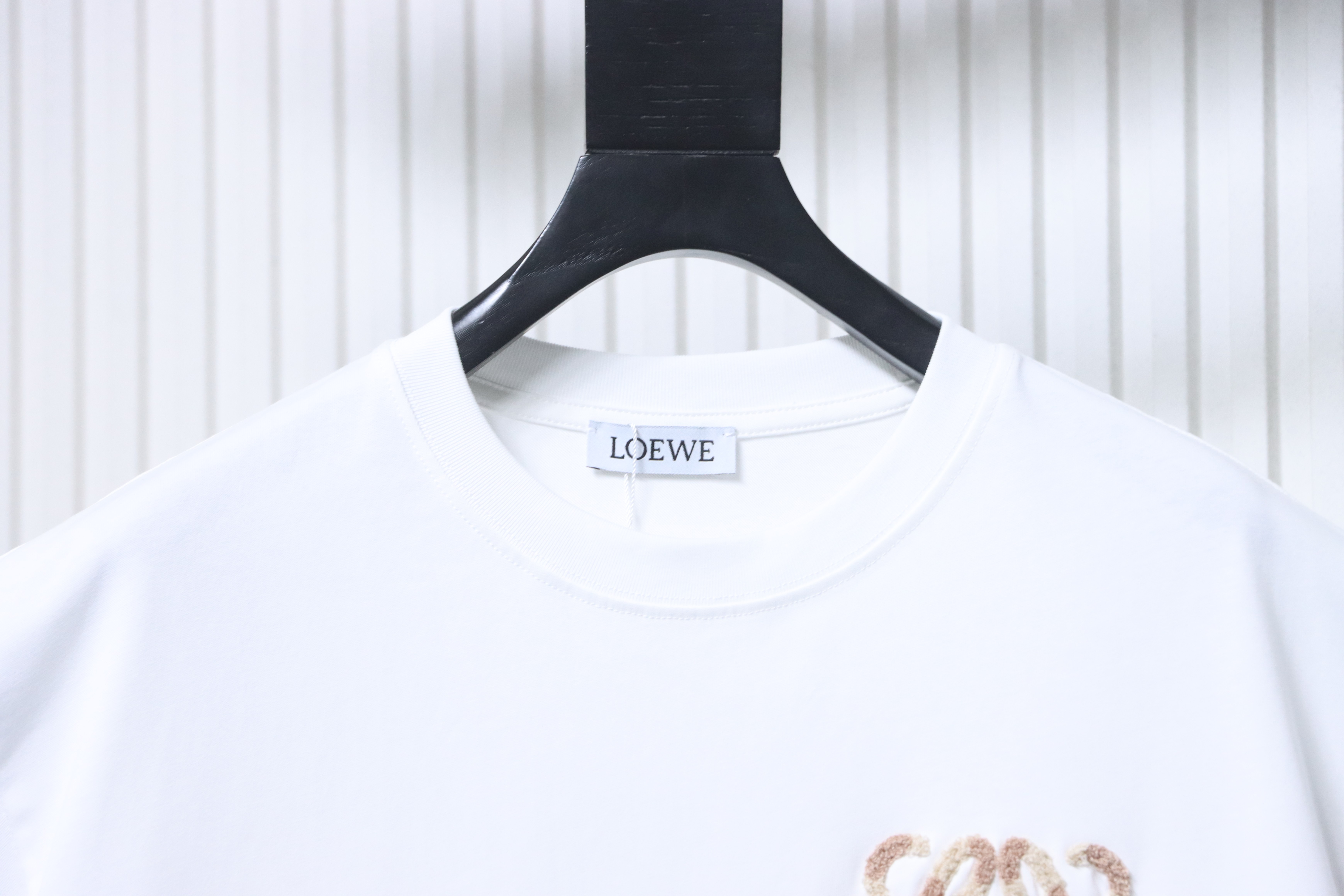 LOEWE 25SS Towel Embroidery White Tee Chest Logo