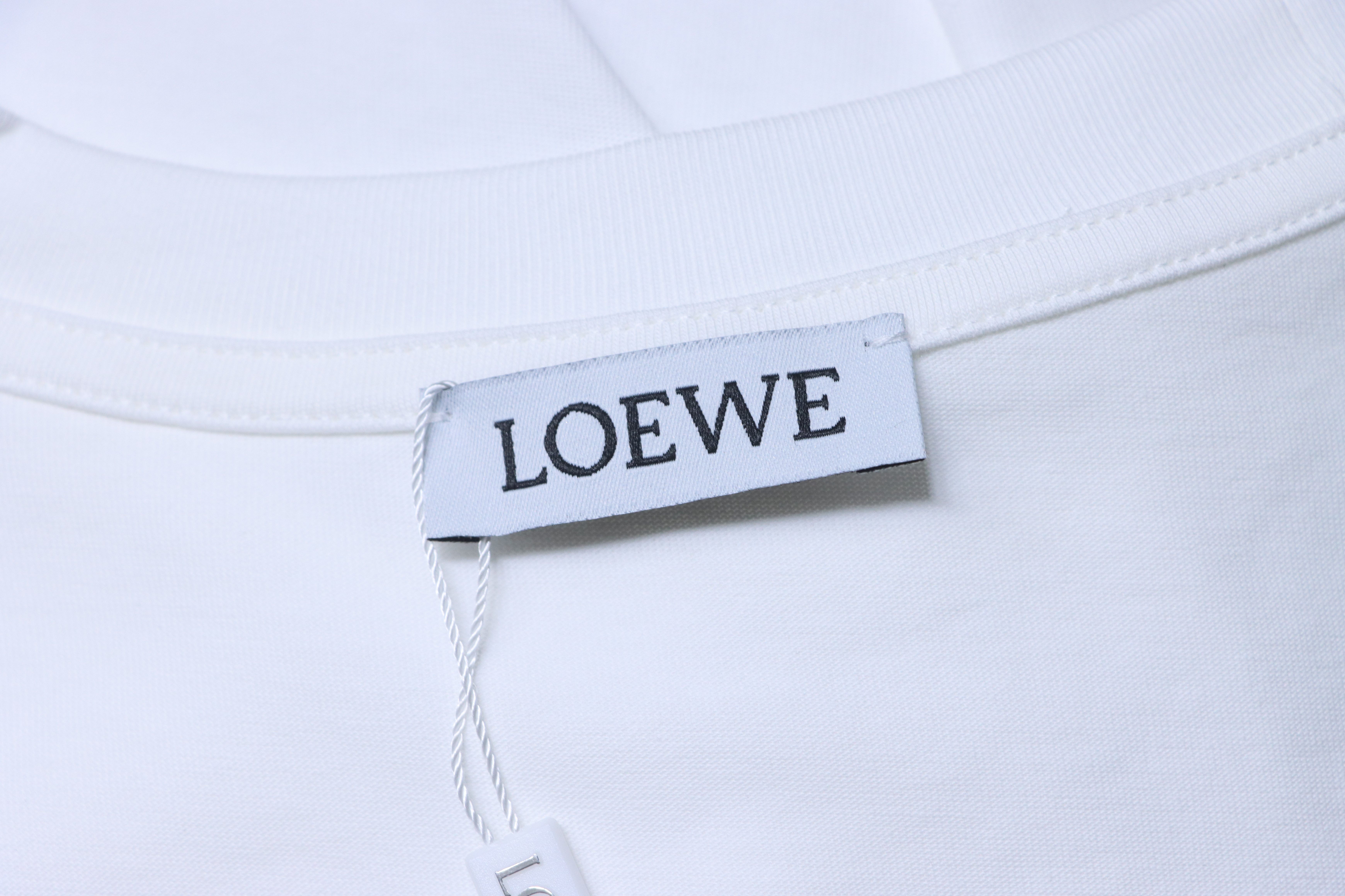 LOEWE 25SS Towel Embroidery White Tee Chest Logo