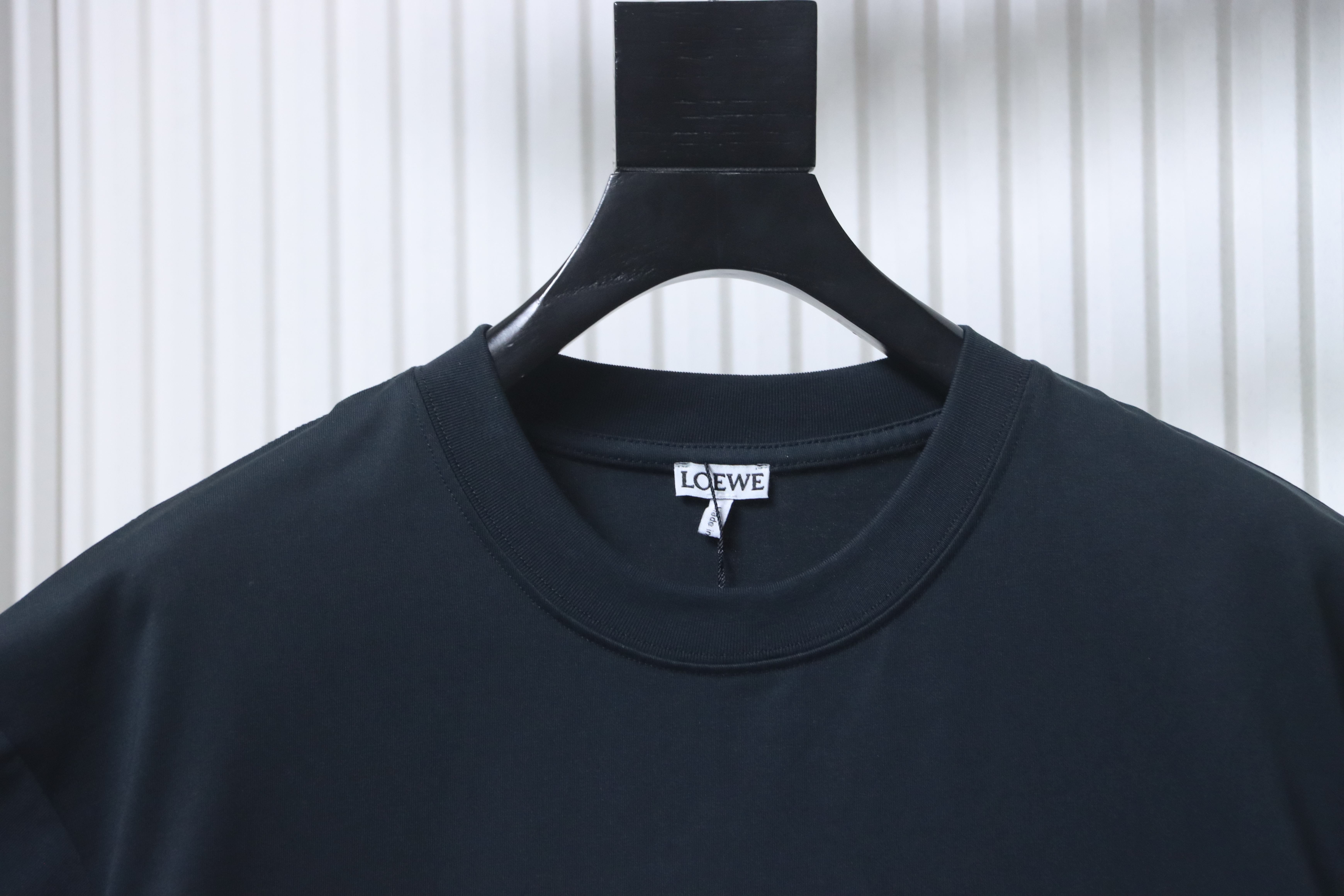 Loewe 26SS Color Logo Embroidery Black Tee Front Back Logo