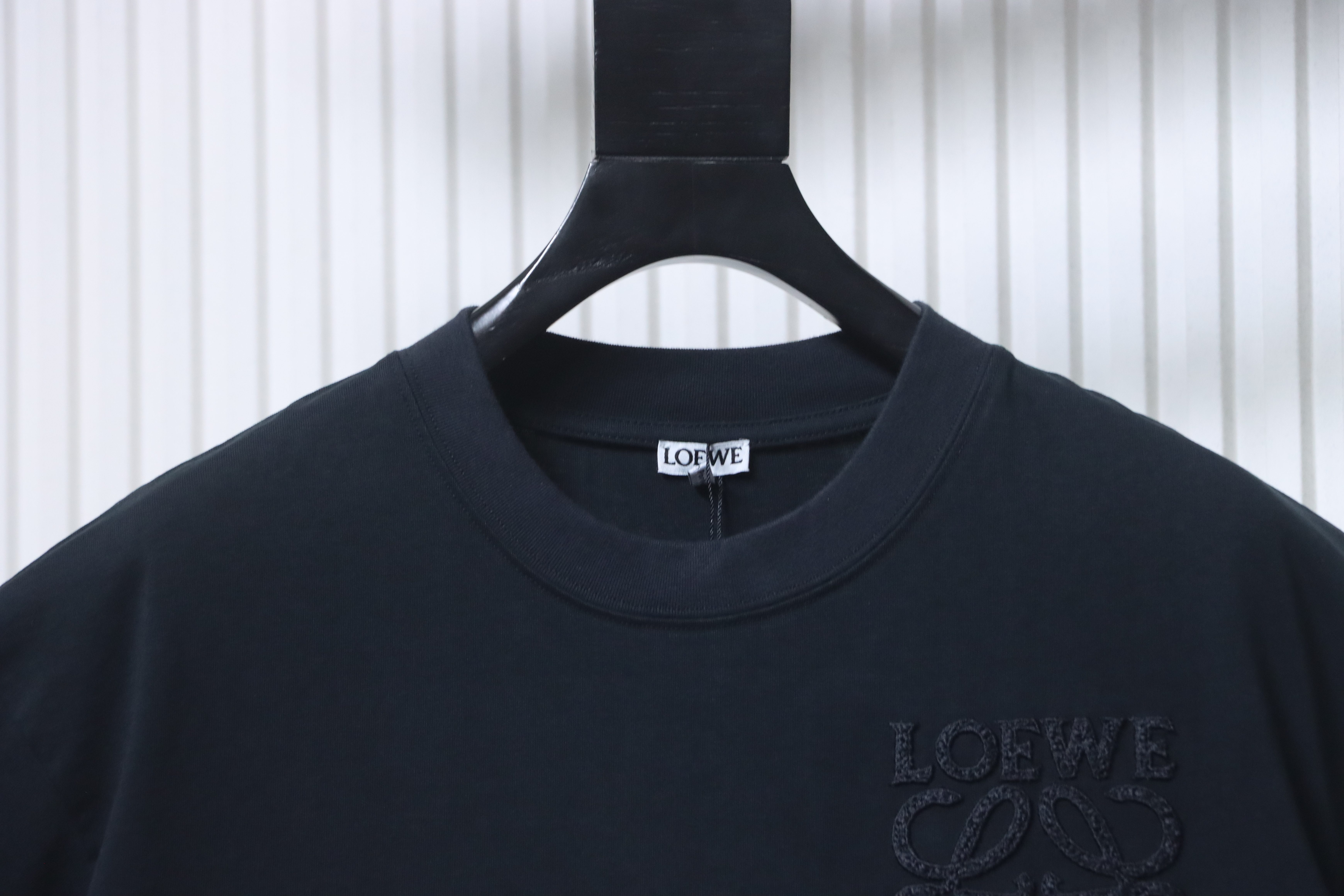 Loewe 26SS Dark Pattern Woven Embroidery Black Tee Black Stitch