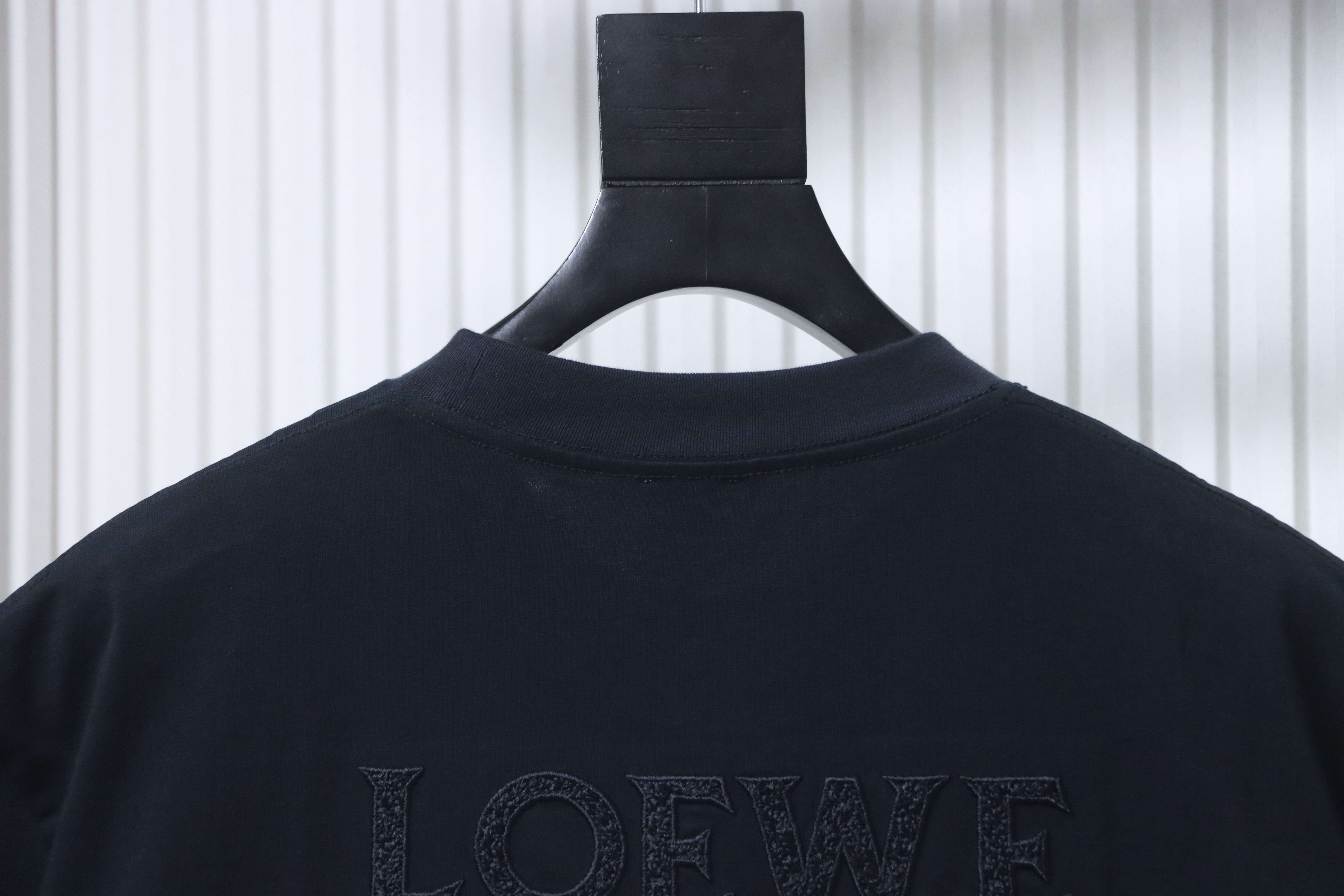 Loewe 26SS Dark Pattern Woven Embroidery Black Tee Black Stitch
