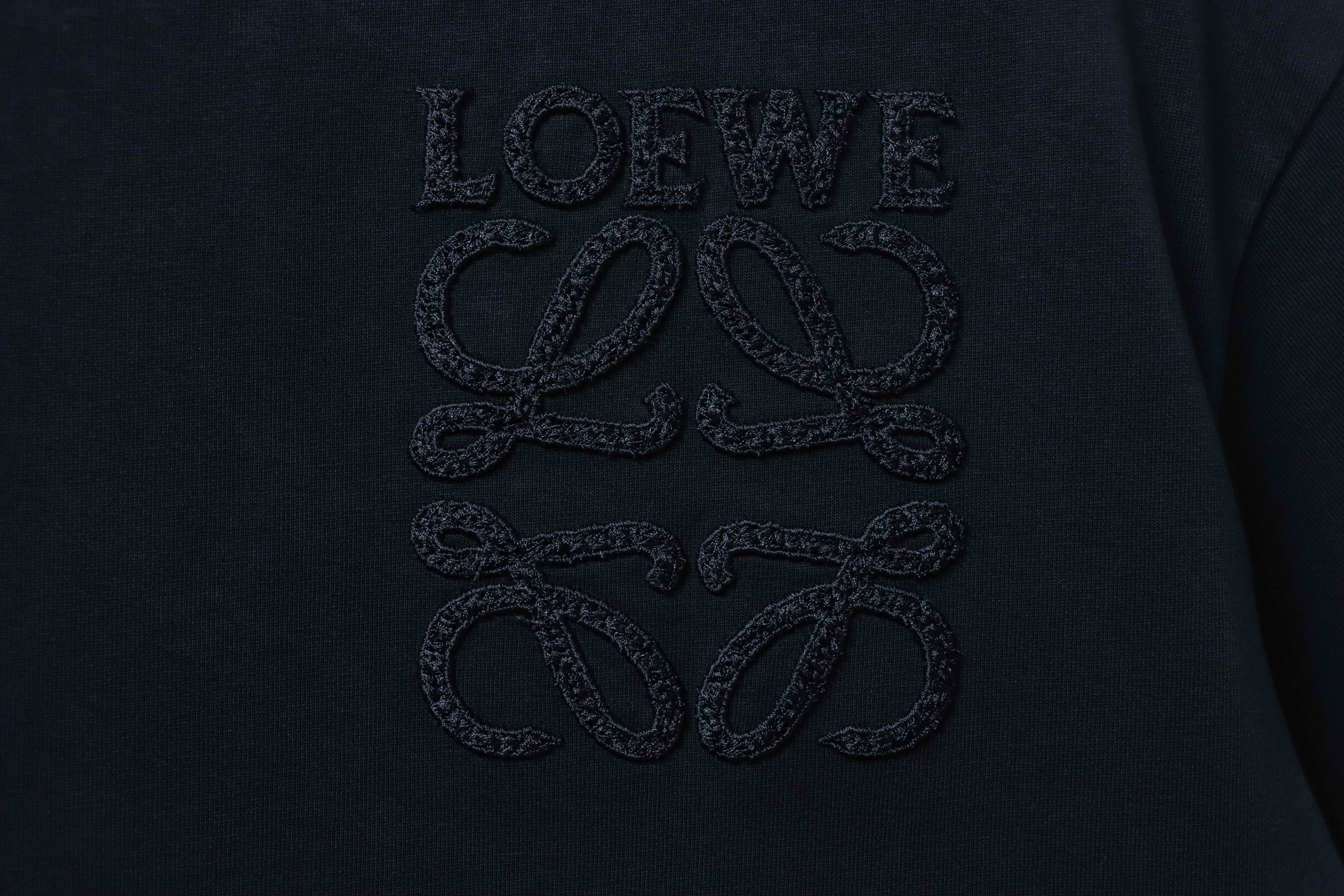 Loewe 26SS Dark Pattern Woven Embroidery Black Tee Black Stitch