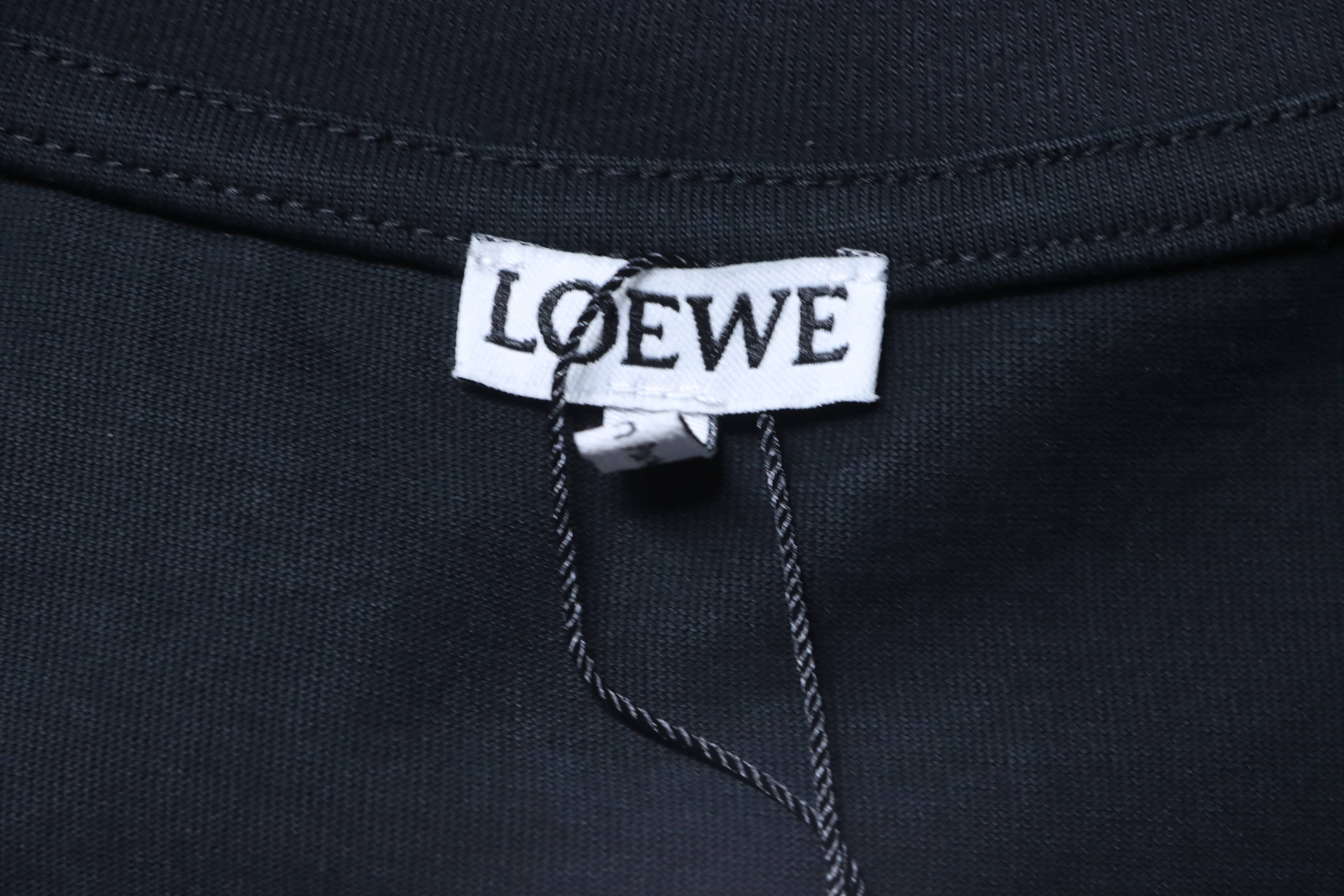 Loewe 26SS Dark Pattern Woven Embroidery Black Tee Black Stitch