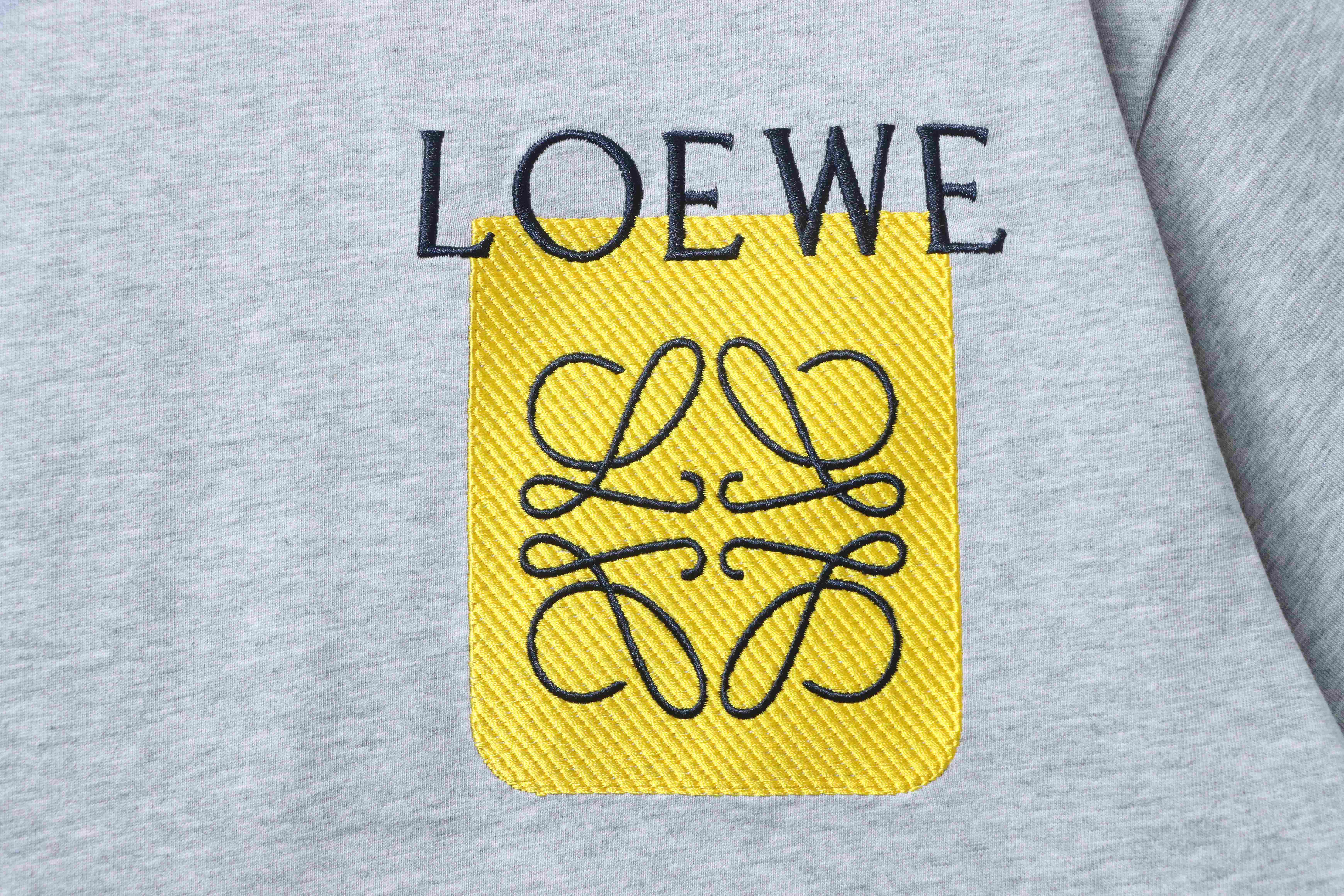 Loewe 26SS Fake Pocket Logo Tee Grey Yellow Logo