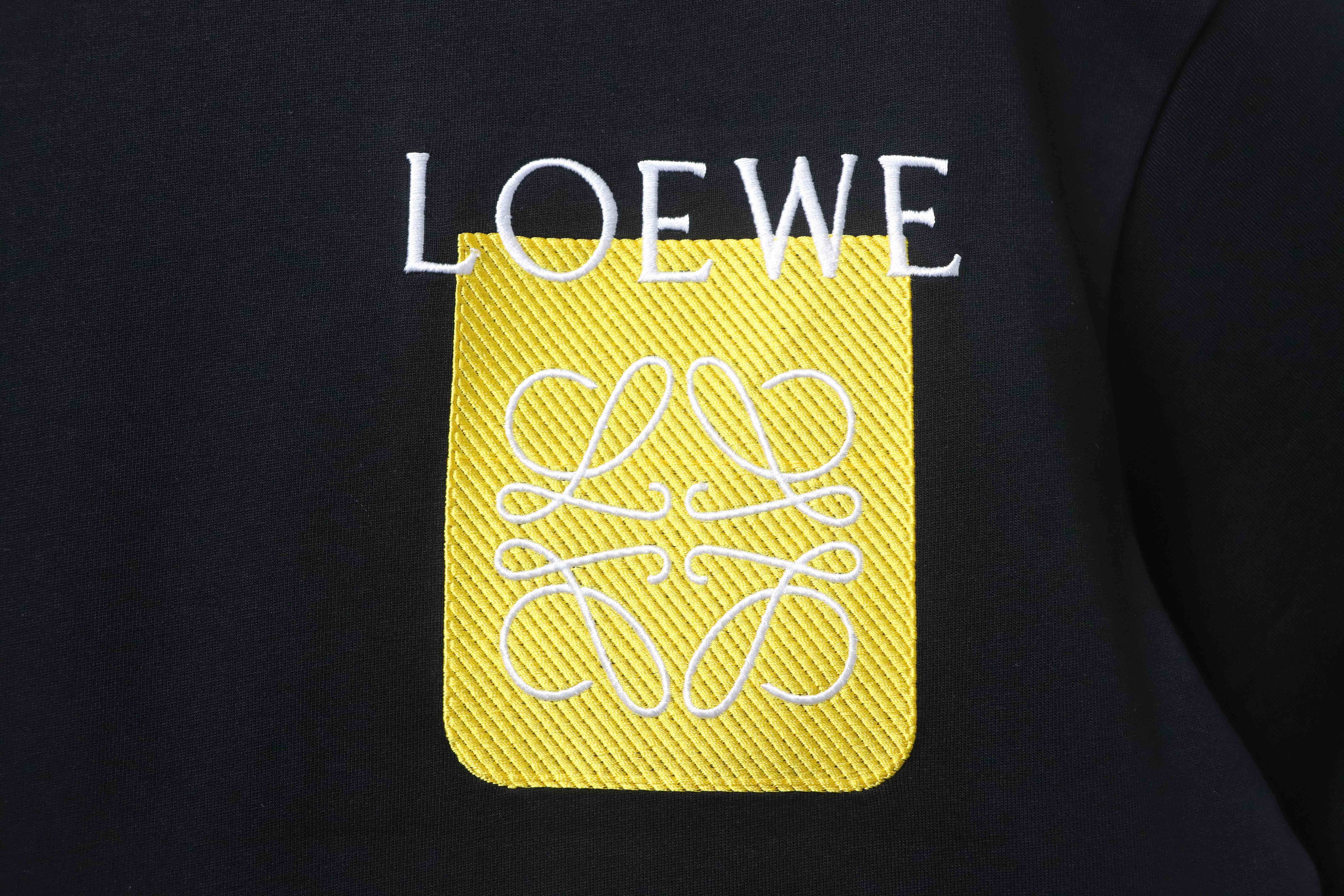 Loewe 26SS Fake Pocket Logo Tee Black Yellow Logo