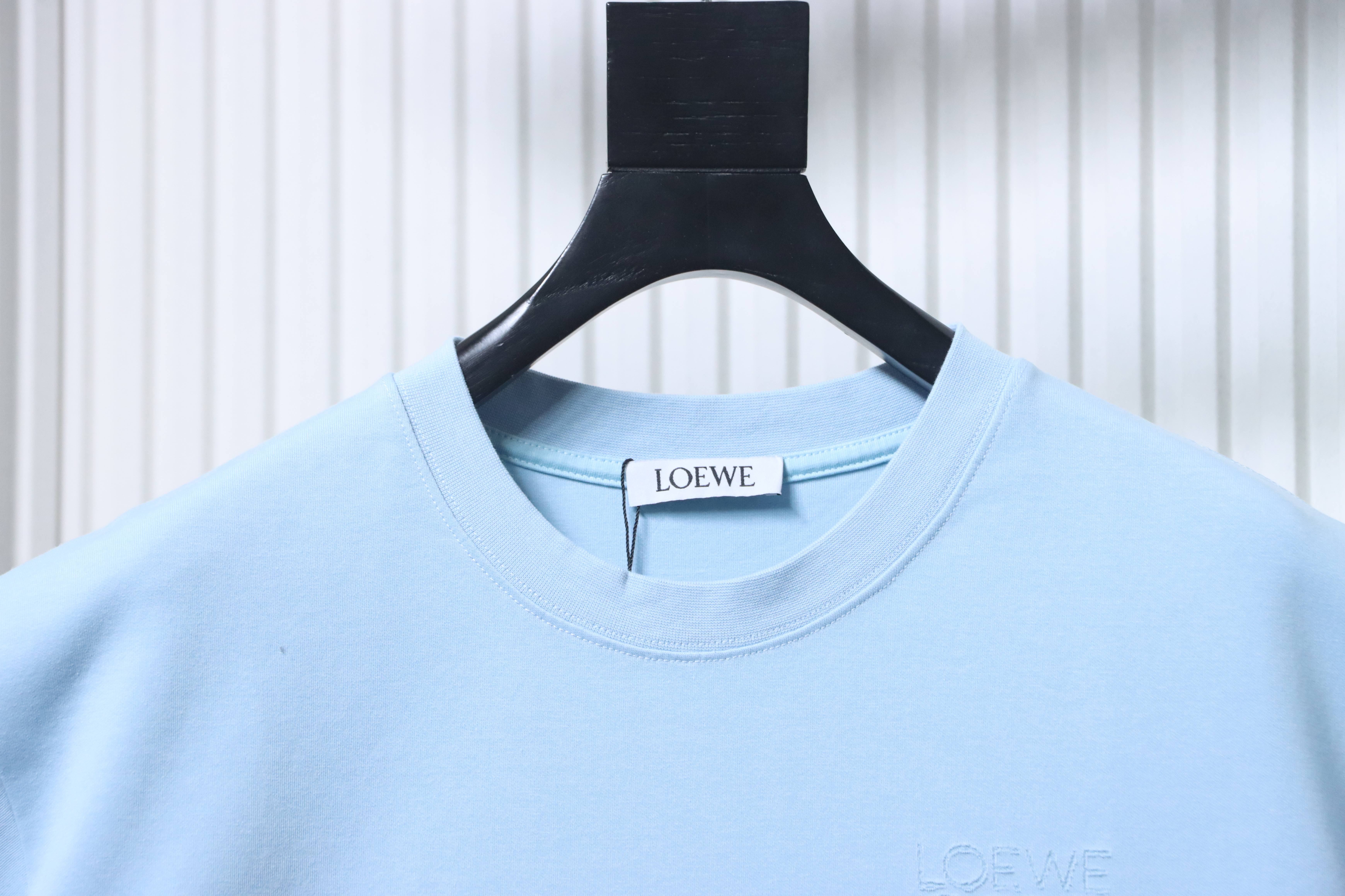 LOEWE 26SS Logo Burnout Hollow Short Sleeve Crewneck