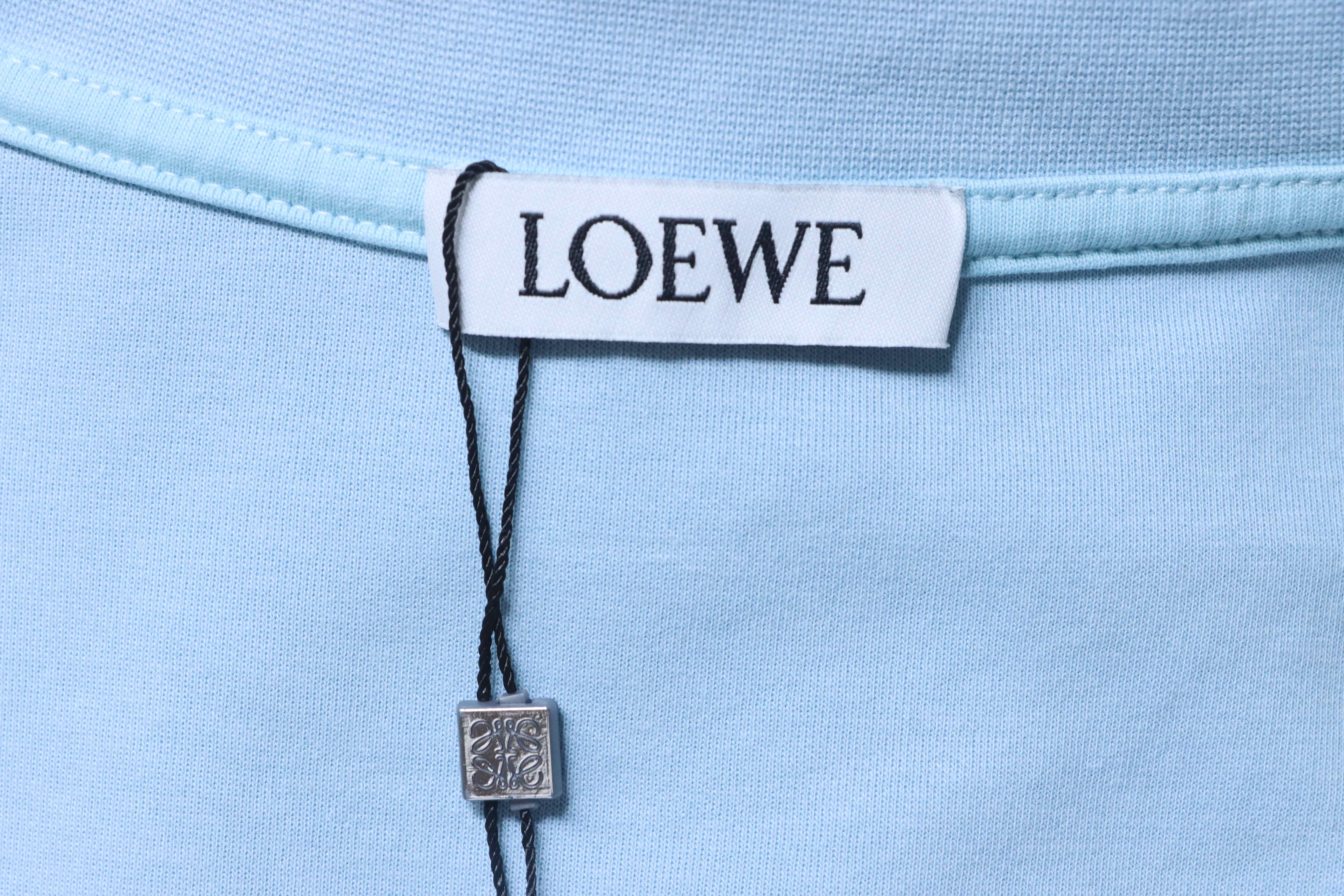 LOEWE 26SS Logo Burnout Hollow Short Sleeve Crewneck